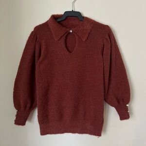 Yarm & Sea Chic Rust fall preppy  Women's Sweater with Button Accents size S